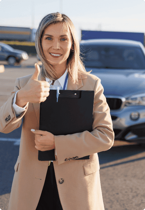 Female Instructor Checked Vehicle for Road Test